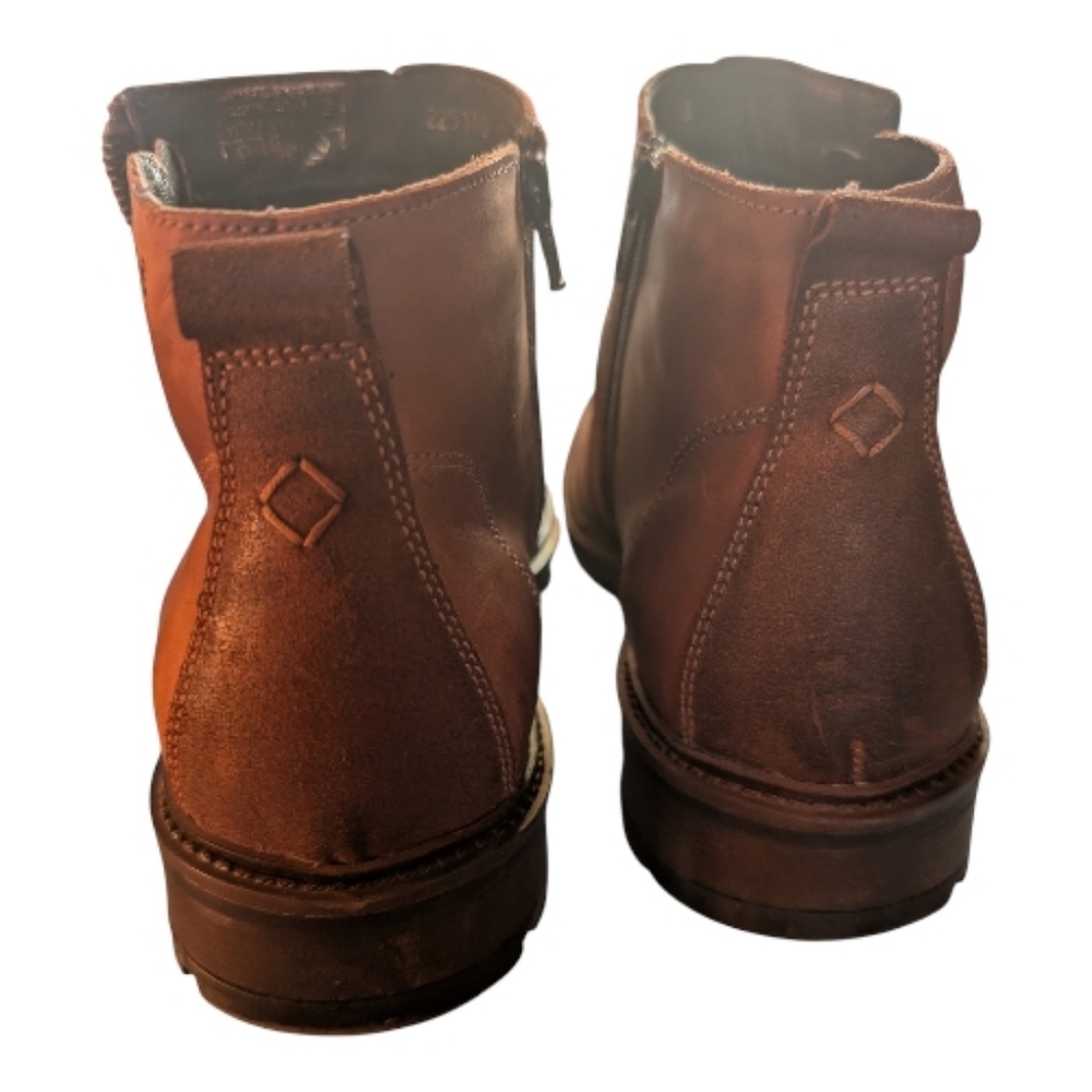 Luxurious Josef Seibel Leather Ankle Boots - Cognac Brown (Size 46/US 12) - Picture 6 of 8